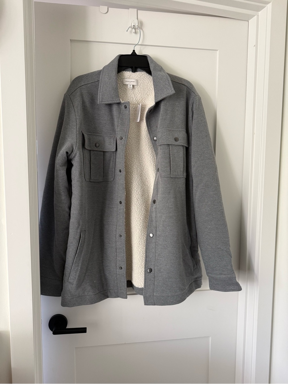 Banana Republic Gray Sherpa-Lined Shirt Jacket